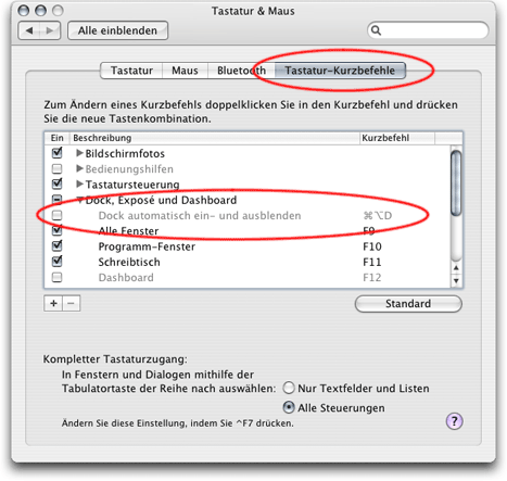 Screenshot - OS X-Dock deaktivieren