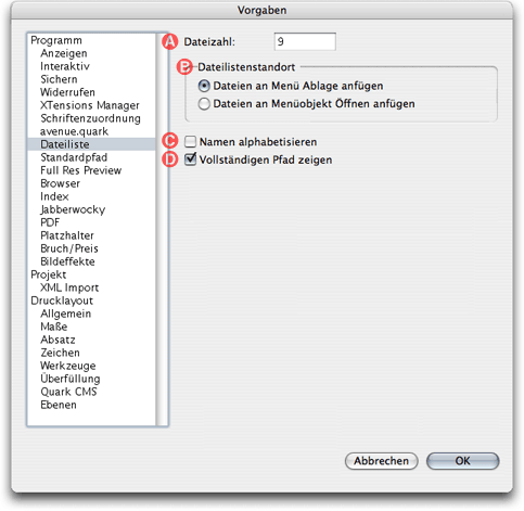 Screenshot - QXP-Programm-Vorgaben - Dateiliste