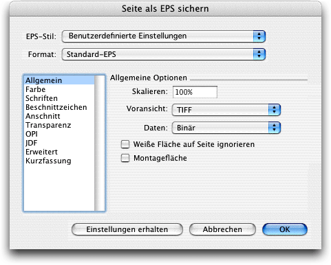 Screenshot – QuarkXPress Export EPS, PS, PDF