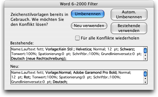Screenshot – Word-Daten importieren